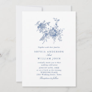 Victorian Dusty Blue French Garden Floral Wedding Invitation