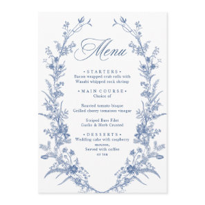 Victorian Dusty Blue French Garden Floral Wedding Menu