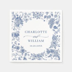 Victorian Dusty Blue French Garden Floral Wedding Napkins