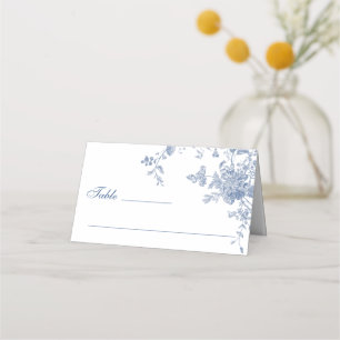 Victorian Dusty Blue French Garden Floral Wedding Place Card