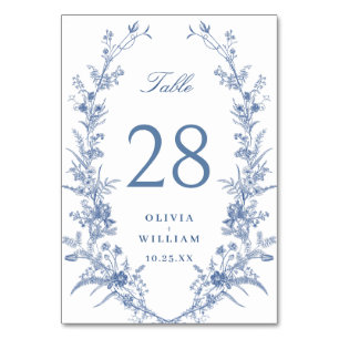 Victorian Dusty Blue French Garden Floral Wedding Table Number