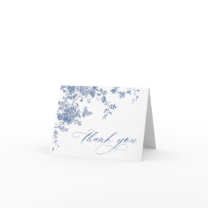 Victorian Dusty Blue French Garden Floral Wedding Thank You Card