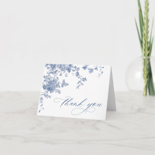 Victorian Dusty Blue French Garden Floral Wedding Thank You Card