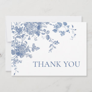 Victorian Dusty Blue French Garden Floral Wedding Thank You Card