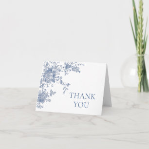 Victorian Dusty Blue French Garden Floral Wedding Thank You Card