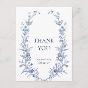 Victorian Dusty Blue French Garden Thank You Postcard