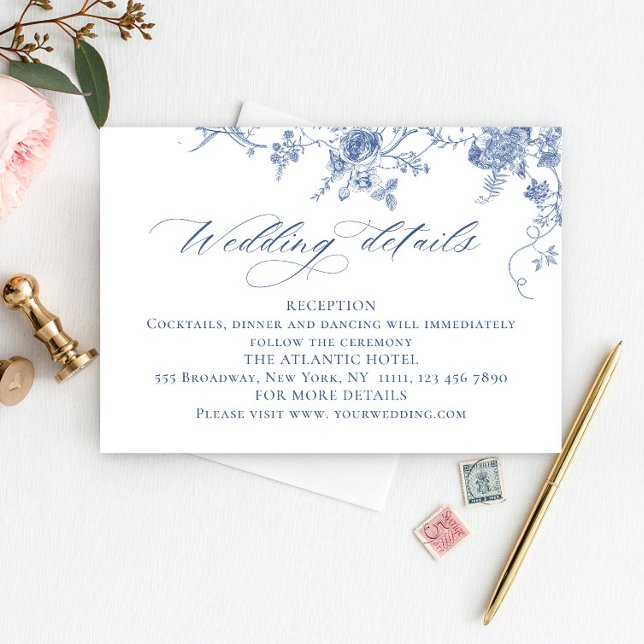 Victorian Dusty Blue French Garden Wedding Details Enclosure Card (Creator Uploaded)