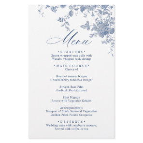 Victorian Dusty Blue French Garden Wedding Menu