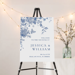Victorian Dusty Blue French Garden WELCOME Wedding Foam Board