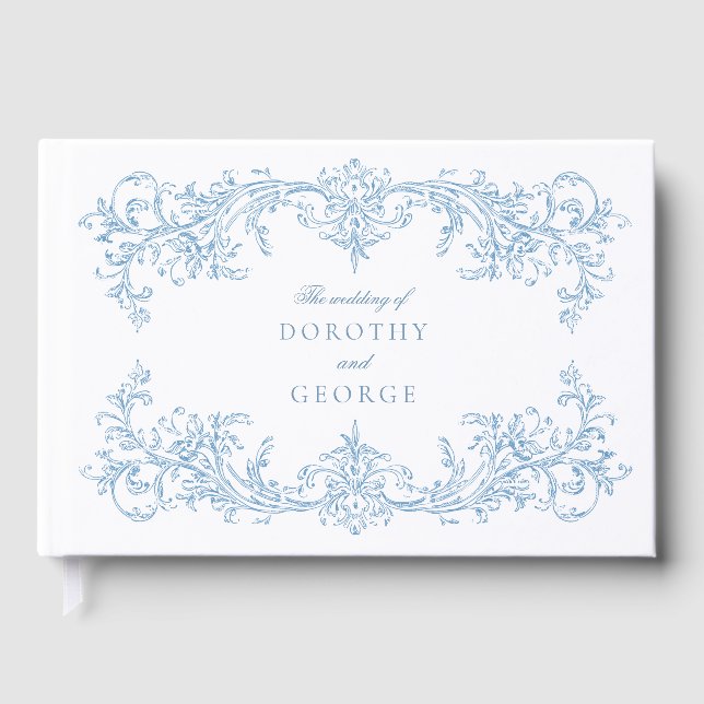 Victorian Dusty Blue Wedding Guest Book (Front)