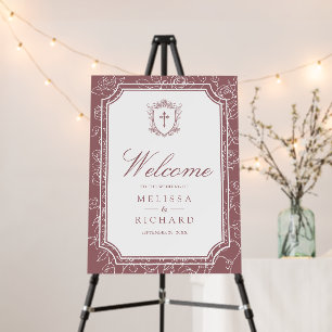 Victorian Dusty Rose Catholic Wedding Welcome Sign
