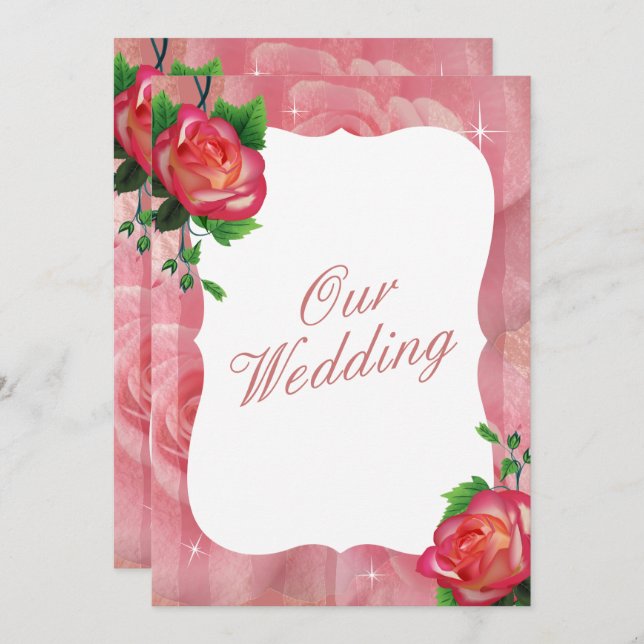 Victorian Dusty Rose Floral Wedding Invitation (Front/Back)