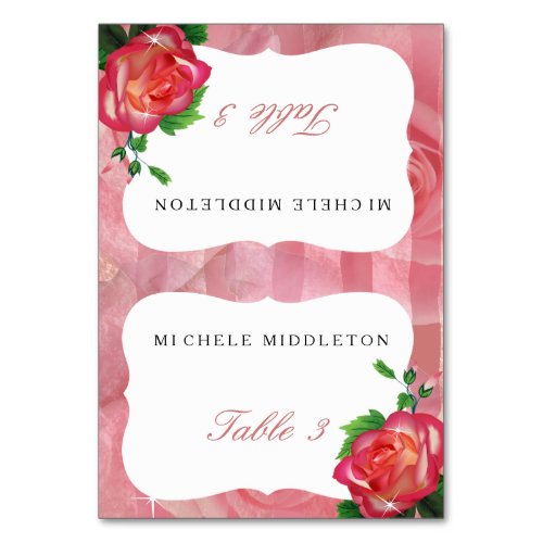 Victorian Dusty Rose Floral Wedding Table Number