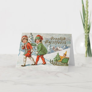 Victorian Dutch Vroolijk Kerstfeest Christmas Card