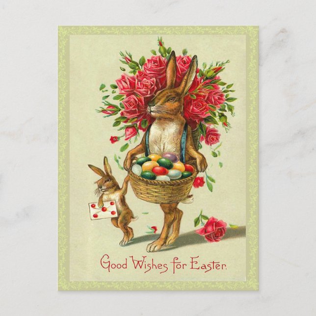 Victorian Easter Bunny Holiday Postcard (Front)