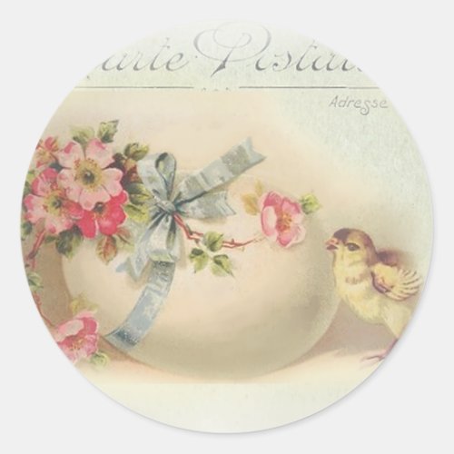 Victorian Easter chick and egg Classic Round Sticker