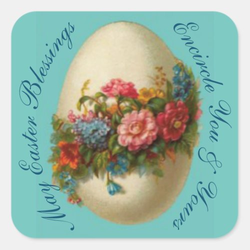 Victorian Easter Egg with an Easter Blessing Square Sticker