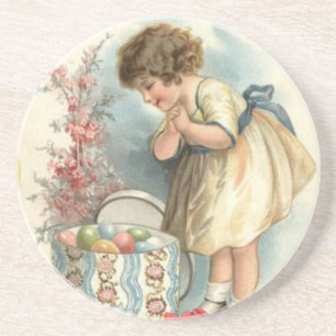 victorian easter eggs drink coaster