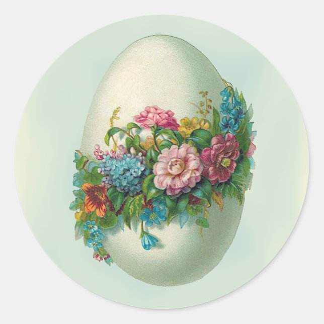 Victorian Easter Flower Egg Classic Round Sticker (Front)
