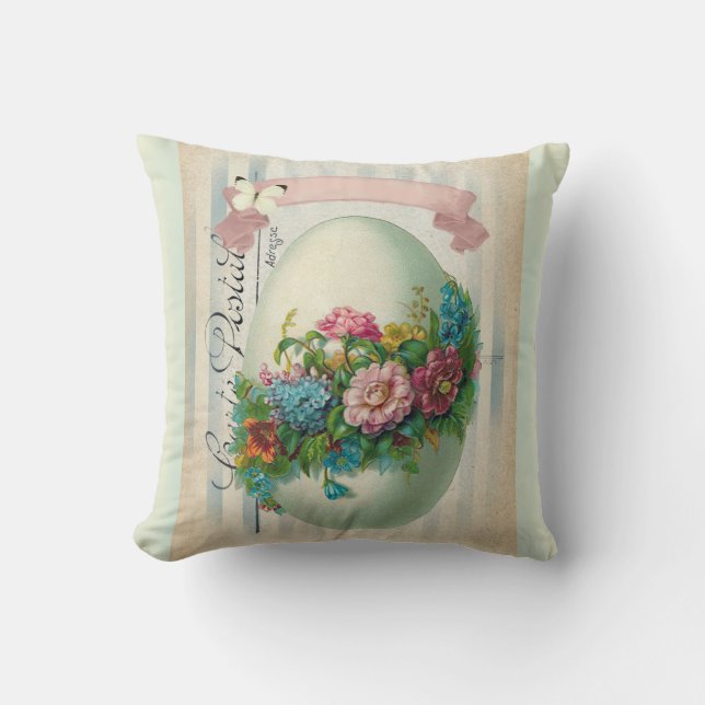 Victorian Easter flower egg double sided. Throw Pillow (Front)