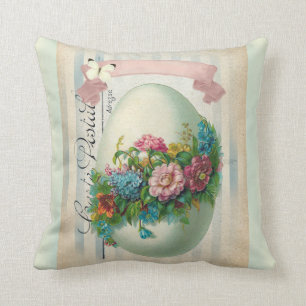 Victorian Easter flower egg double sided. Throw Pillow