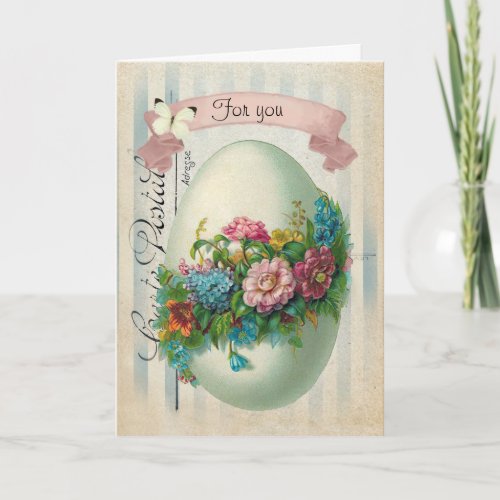 Victorian Easter Flower Egg Holiday Card