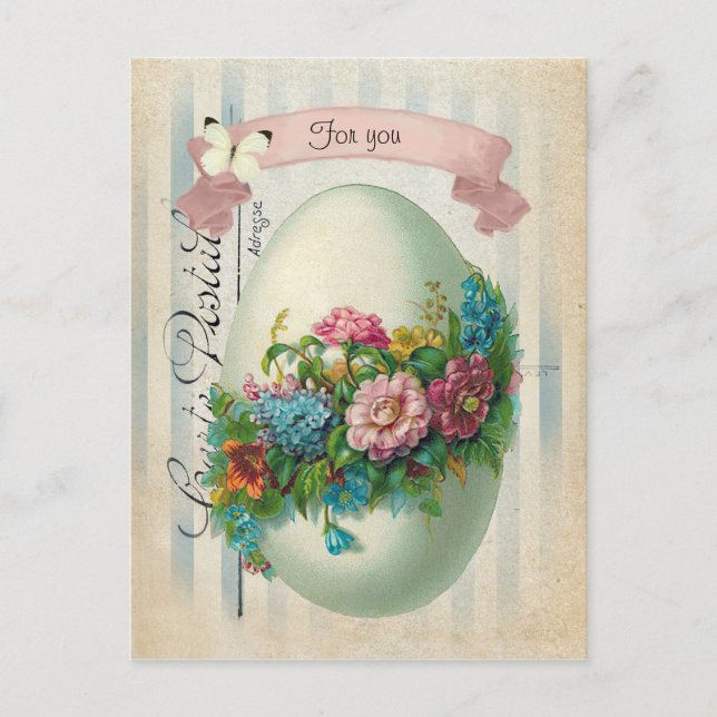 Victorian Easter Flower Egg Holiday Postcard (Front)