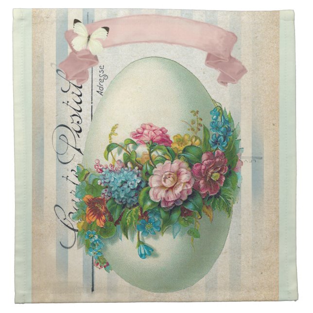 Victorian Easter flower Egg Napkin (Front)