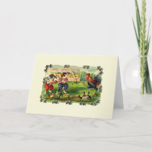 Victorian Easter Rabbit Baseball Greeting Card