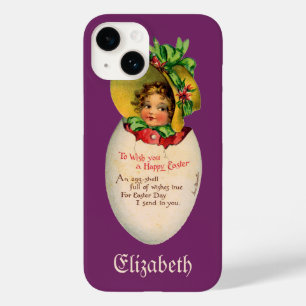 Victorian Easter, Vintage Girl with Bonnet in Egg Case-Mate iPhone 14 Case