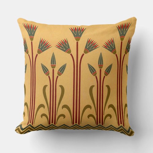 Victorian Egyptian Flower Throw Pillow