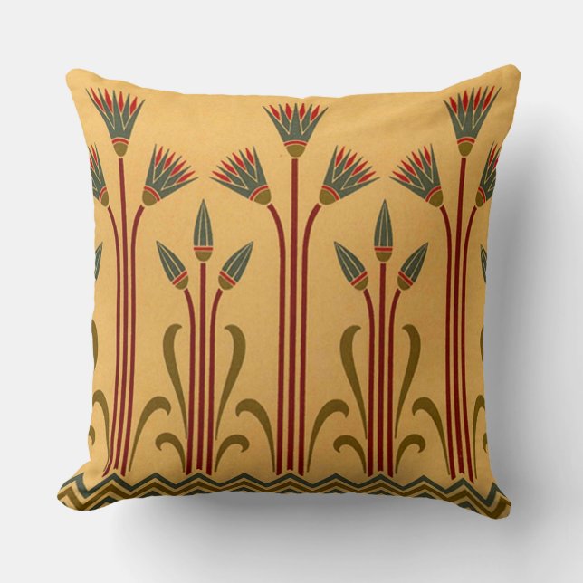 Victorian Egyptian Flower Throw Pillow (Front)