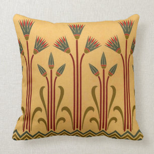 Victorian Egyptian Flower Throw Pillow