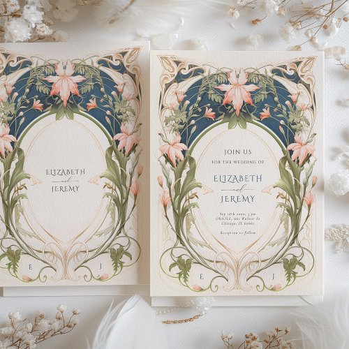 Victorian Elegance Floral Pastel Tones Wedding Invitation