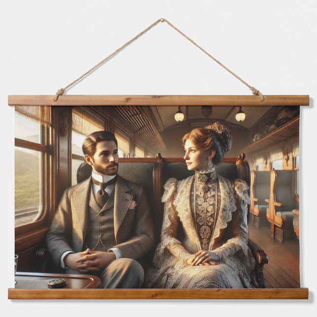 Victorian Elegance on a Train Journey Hanging Tapestry (Front)