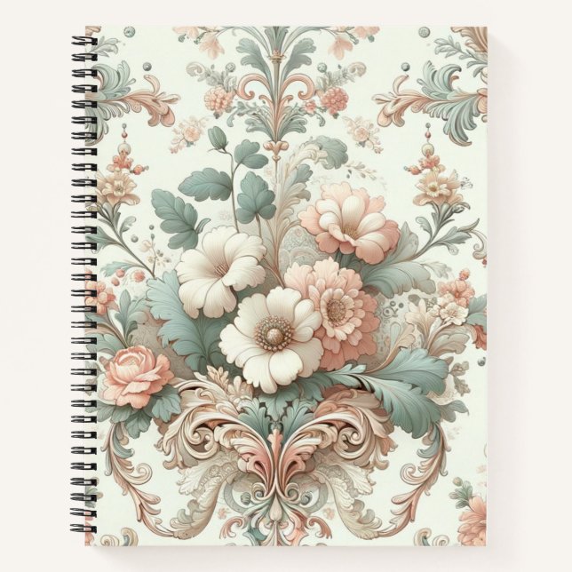 Victorian Elegance: Soft Pastel Patterns Notebook (Front)