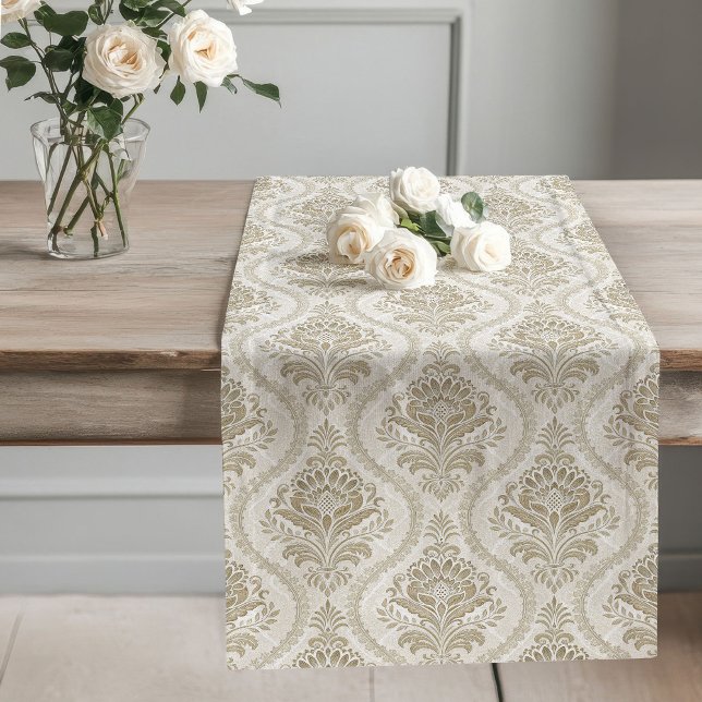 Victorian Elegance Table Runner Soft Beige Damasks (Victorian Elegance Table Runner Soft Beige Damasks)
