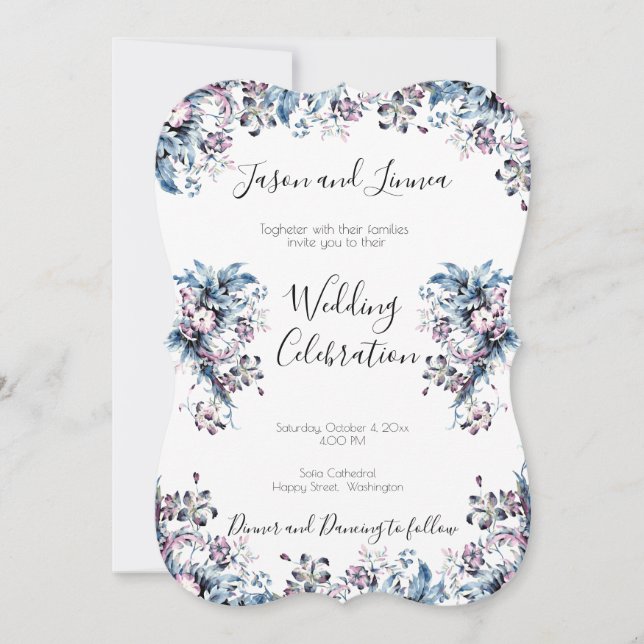 Victorian Elegant Flowers in Artdeco Style Invitation (Front)