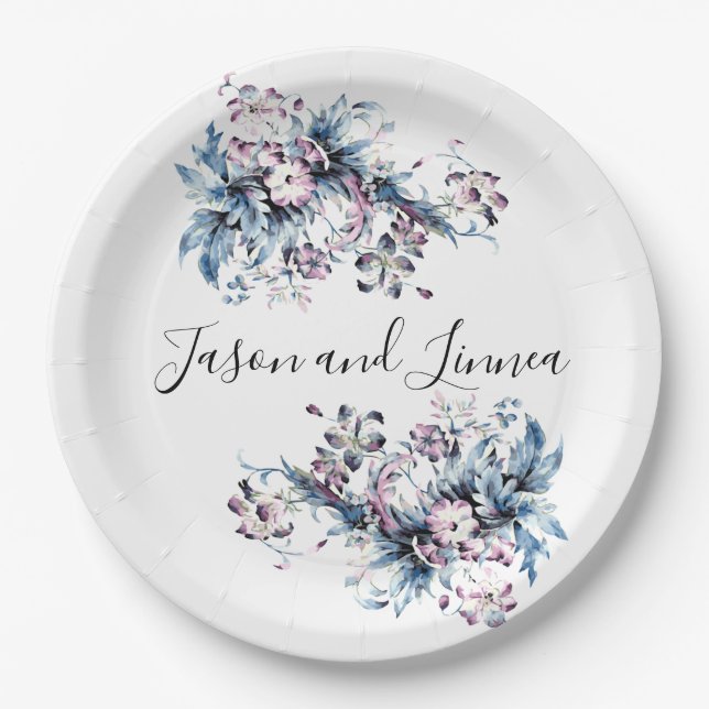 Victorian Elegant Flowers Romantic Beloved  Paper Plates (Front)