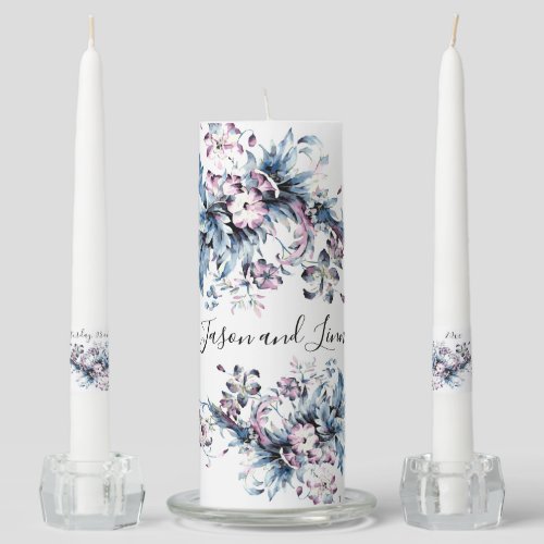 Victorian Elegant Flowers Romantic Beloved  Unity Candle Set