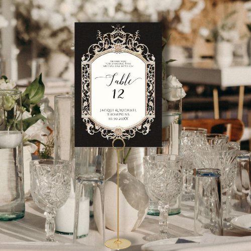 Victorian Elegant Formal Black and Gold Reception Table Number