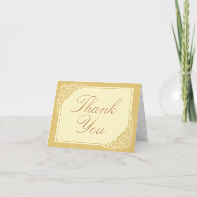 Victorian, Elegant, Gold Thank You Cards (Front)
