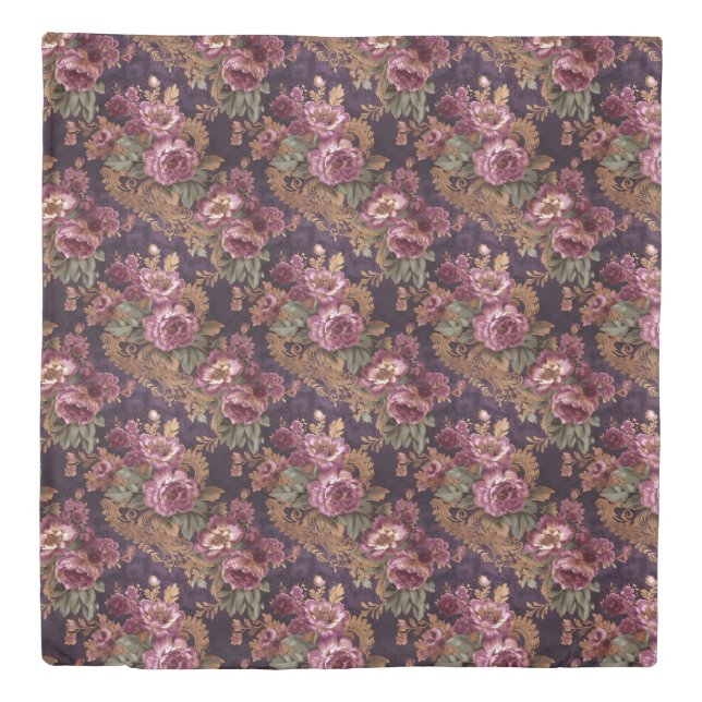 Victorian Elegant Lace Purple Roses  Duvet Cover (Front)