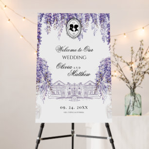 Victorian Elegant Lilac Florals Wedding Sign