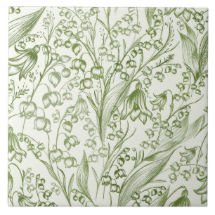Victorian Elegant Lilly of the Valley Pattern Ceramic Tile