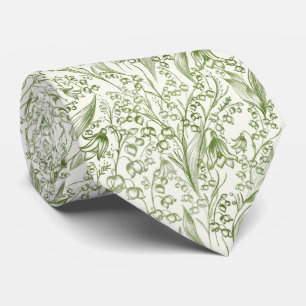 Victorian Elegant Lilly of the Valley Pattern Neck Tie
