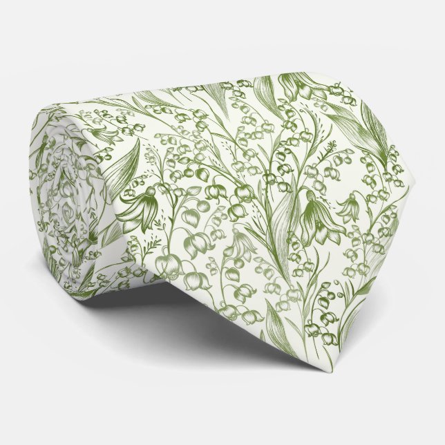 Victorian Elegant Lilly of the Valley Pattern  Neck Tie (Rolled)