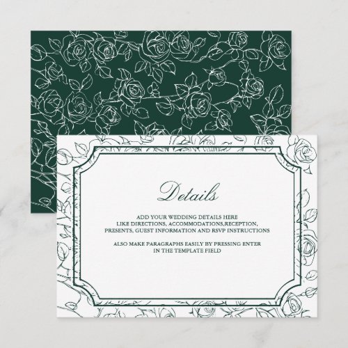 Victorian Emerald Green Line Art Wedding Details