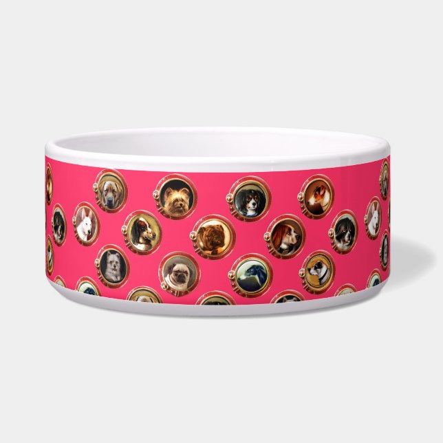 VICTORIAN ENAMELS /MINIATURE DOG PORTRAITS Pink Bowl (Right)