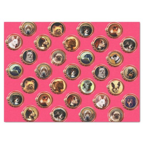 VICTORIAN ENAMELS MINIATURE DOG PORTRAITS Pink  Tissue Paper